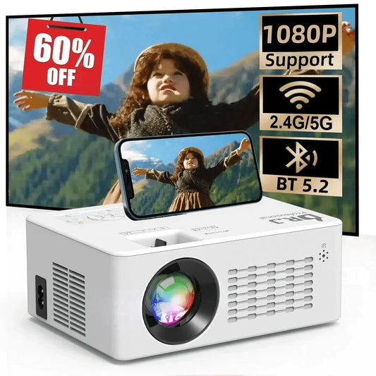 5G Wifi Projector with Bluetooth 5.2, HD 1080P Movie Projector with HDMI, 250'' Display Supported